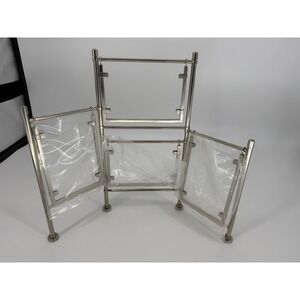 Pottery Barn Silver Tone Folding Multi Photo Frame 4 Opening‎ 4x6 Collage
